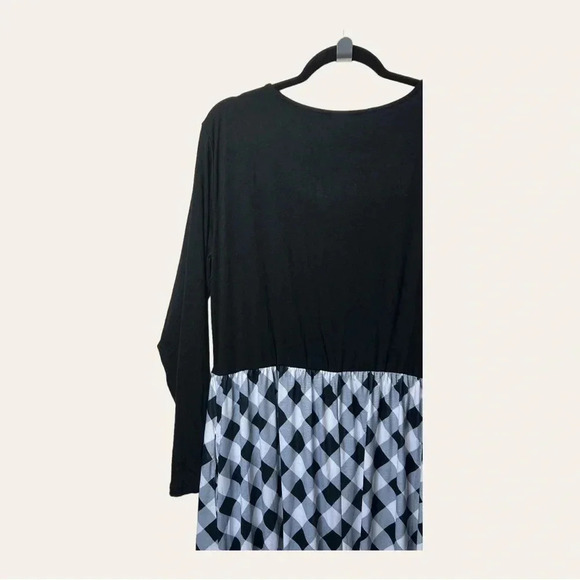 1082. MEROKEETY FASHION MAXI DRESS WITH LONG SLEEVES SIZE 2XL BLACK/WHITE - Picture 8 of 9